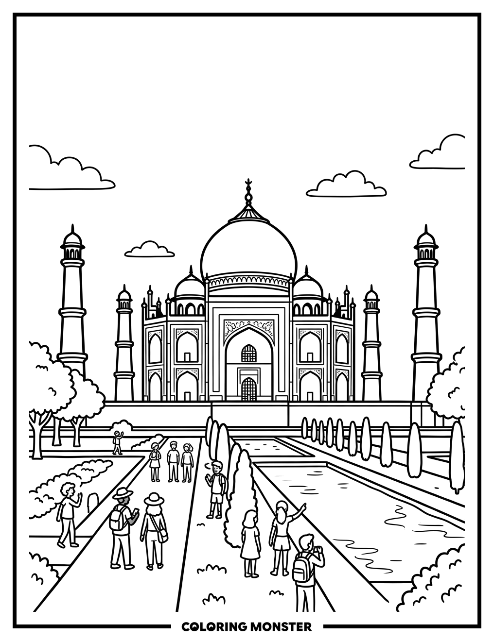 Taj Mahal Mausoleum Coloring Page