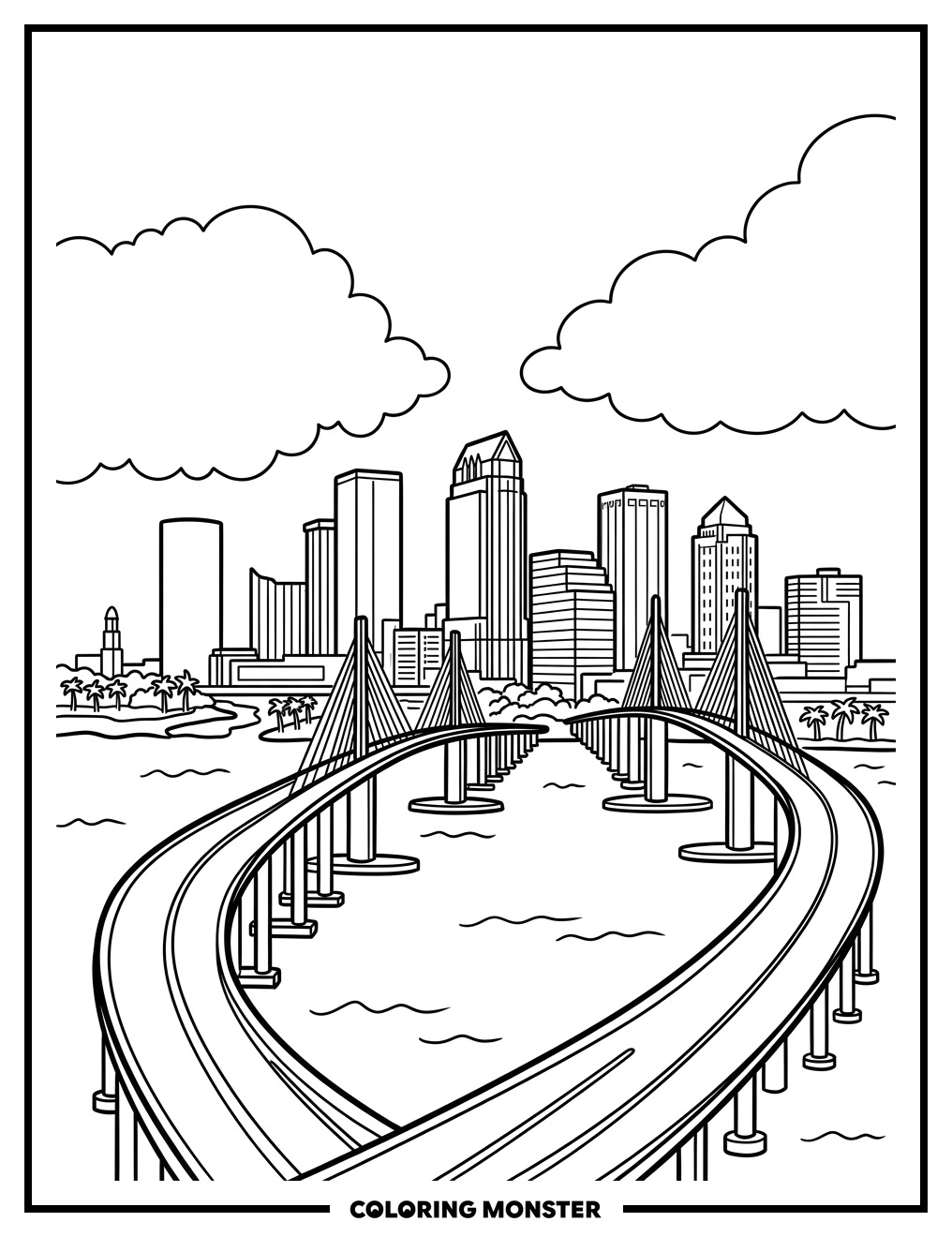 Tampa Bay Skyline Panorama Coloring Page