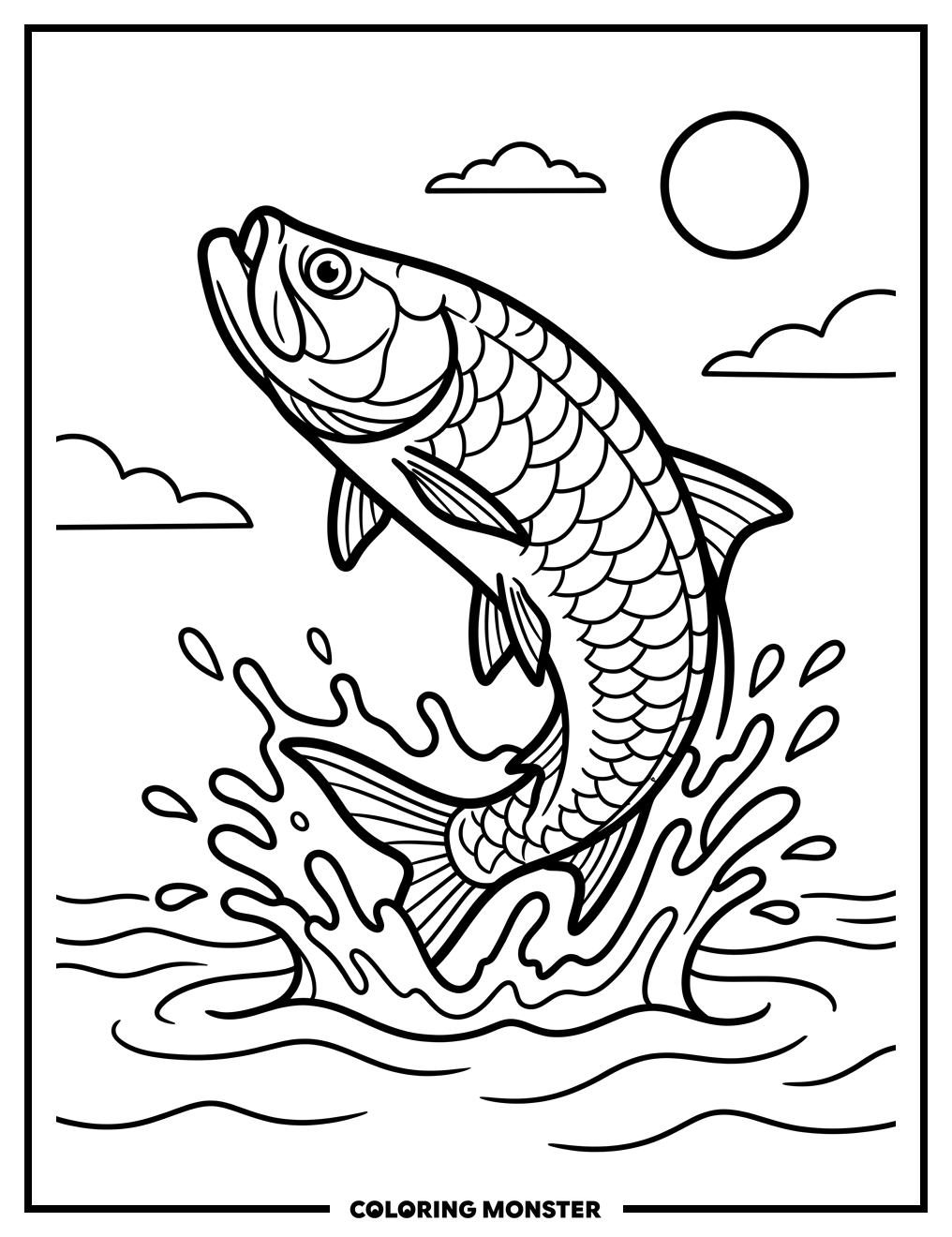 Tarpon Leaping From Ocean Coloring Page