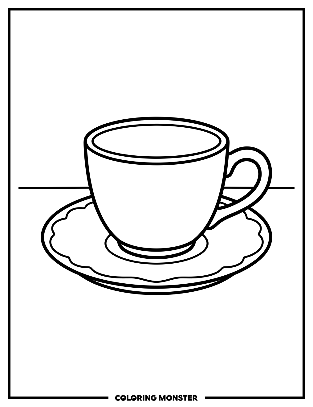 Tea Cup and Saucer Coloring Page