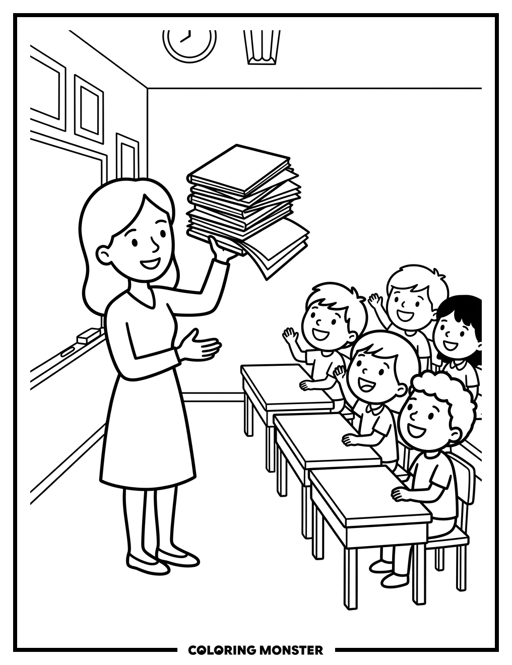 Teacher Shares Coloring Books With Students Coloring Page