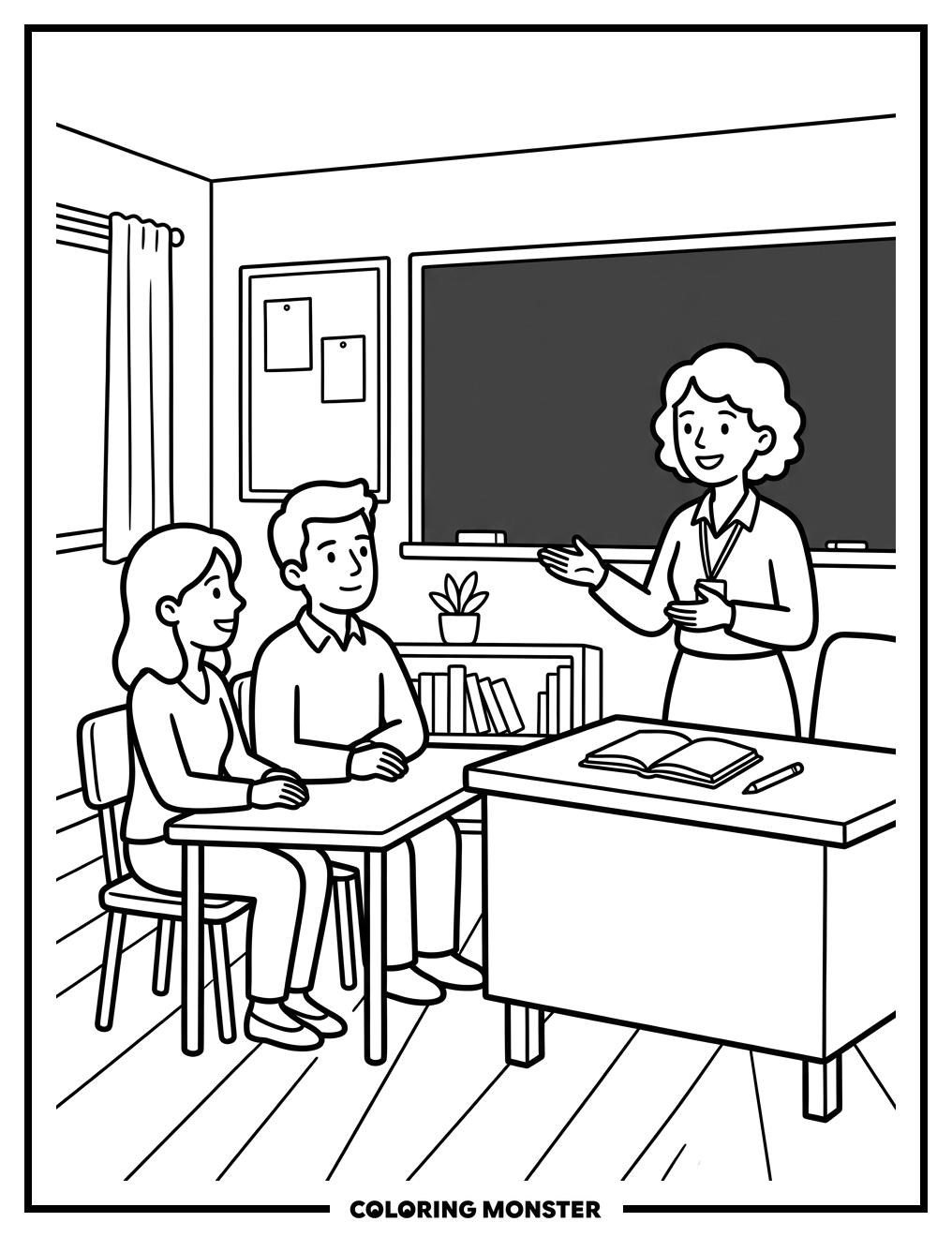 Teacher Talking To Parents Coloring Page