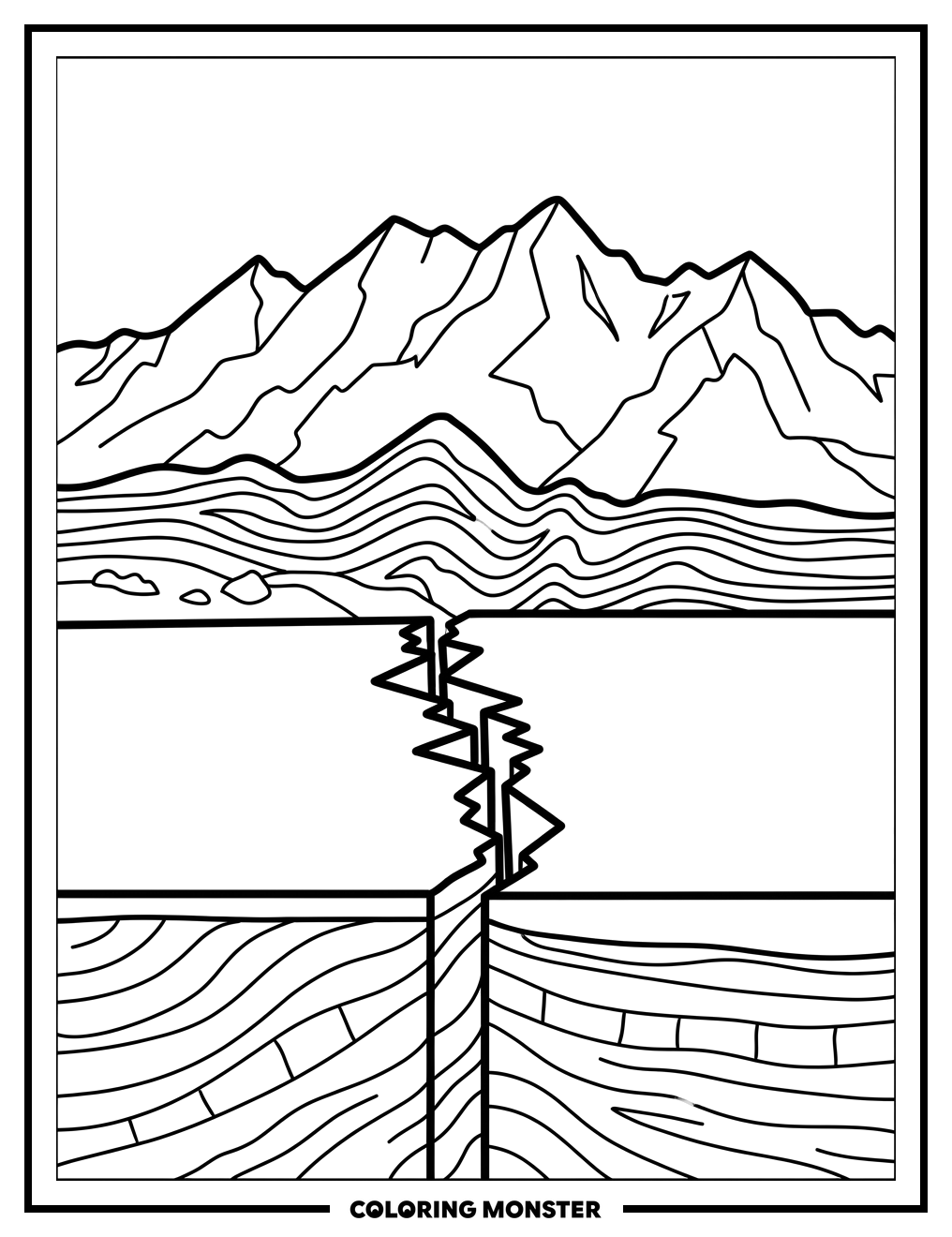 Tectonic Plates Forming Mountains Coloring Page