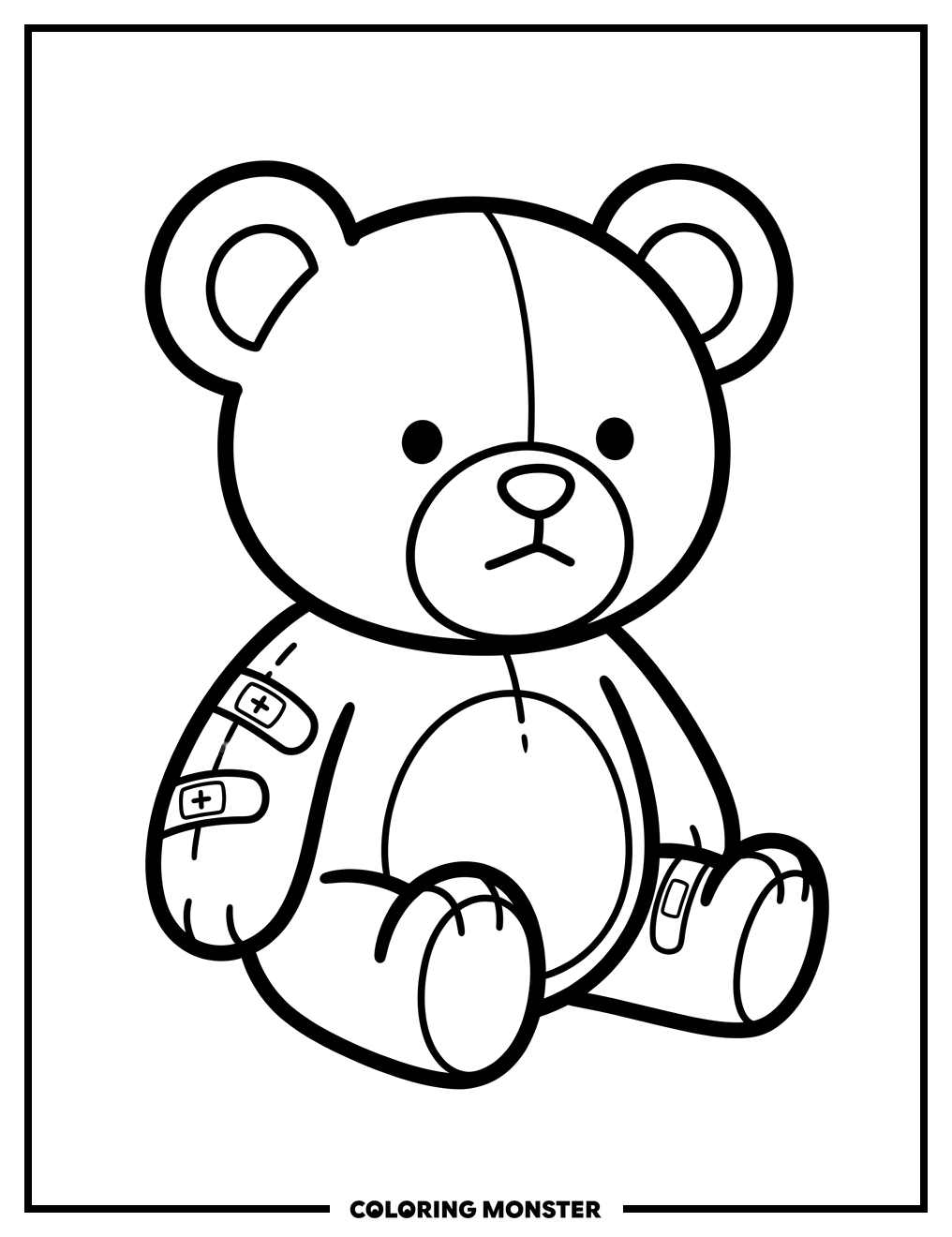 Teddy Bear After A Scrape Coloring Page