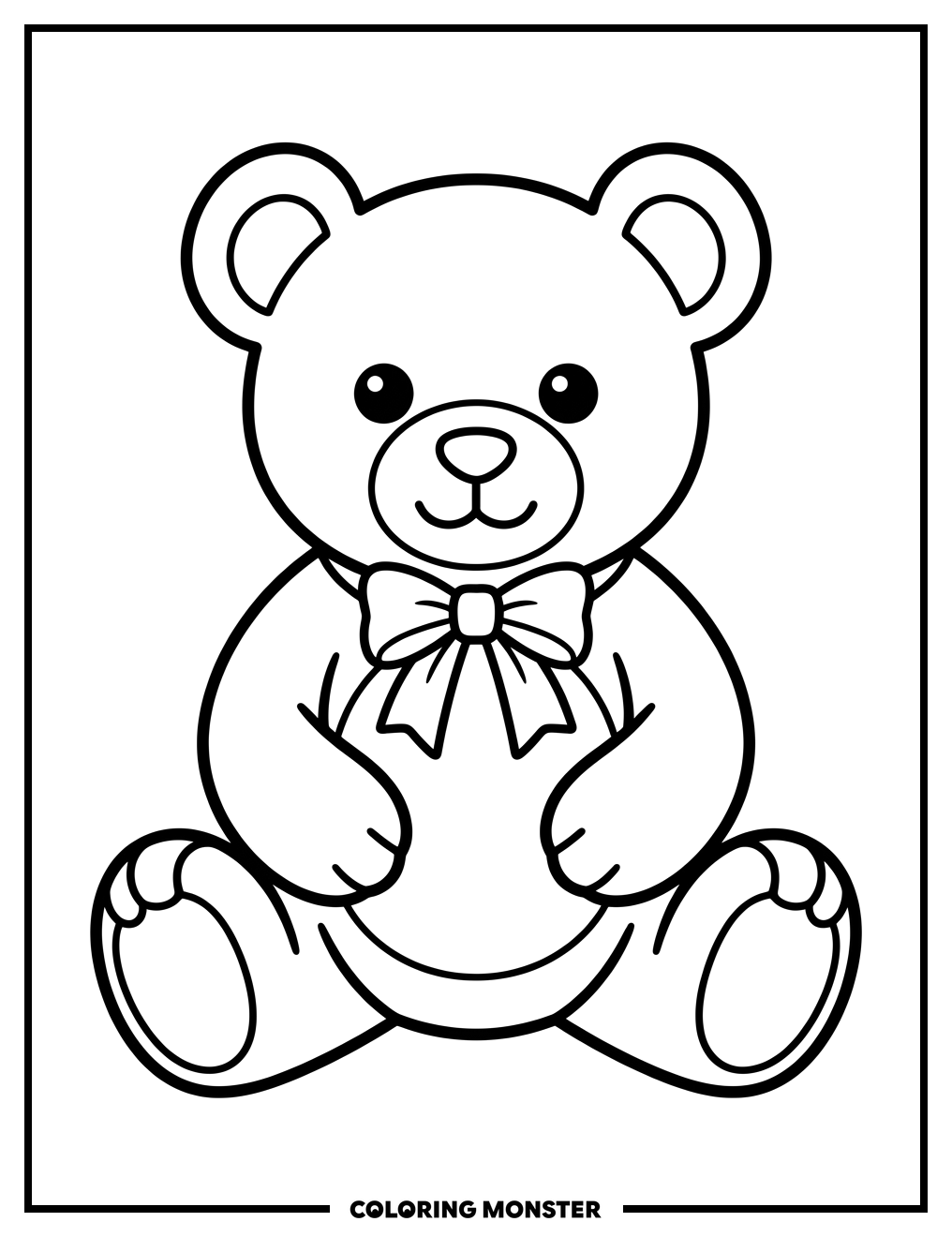 Teddy Bear Resting Paws Coloring Page