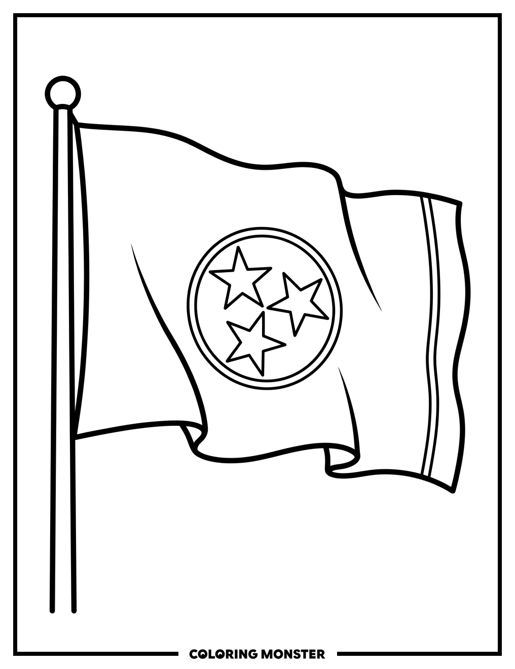 Tennessee State Flag Waving Coloring Page