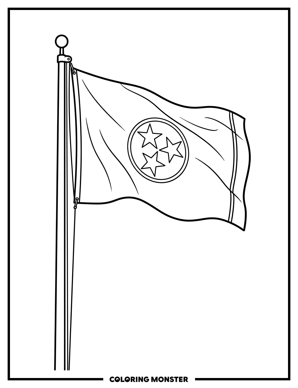 Tennessee State Flag Waving Coloring Page