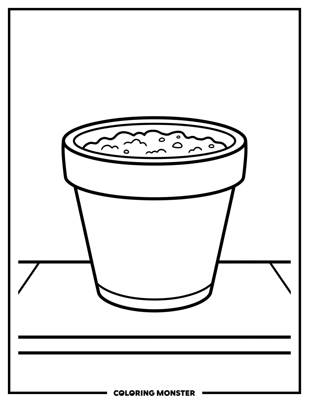 Terracotta Flower Pot with Soil Coloring Page