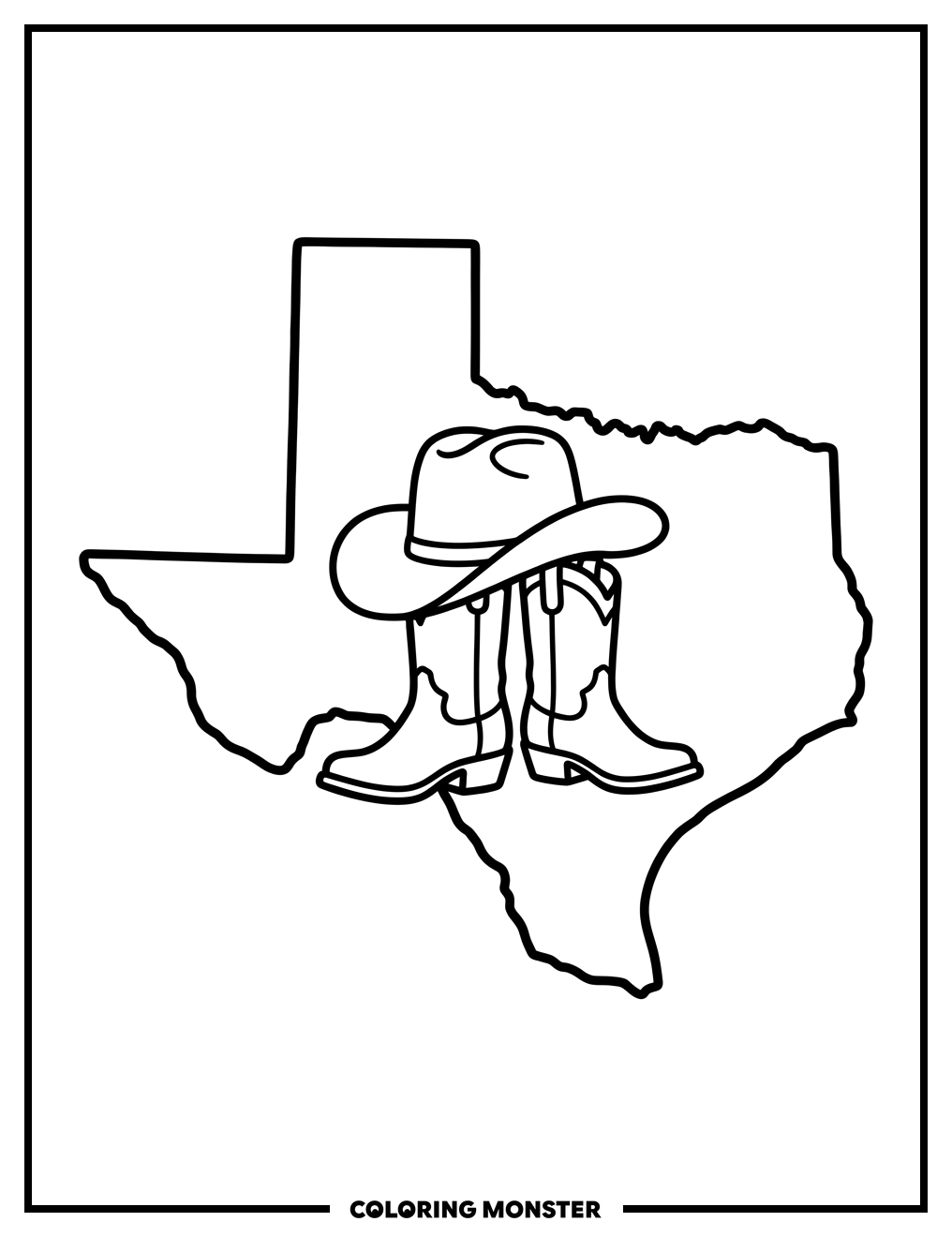 Texas Cowboy Scene Coloring Page