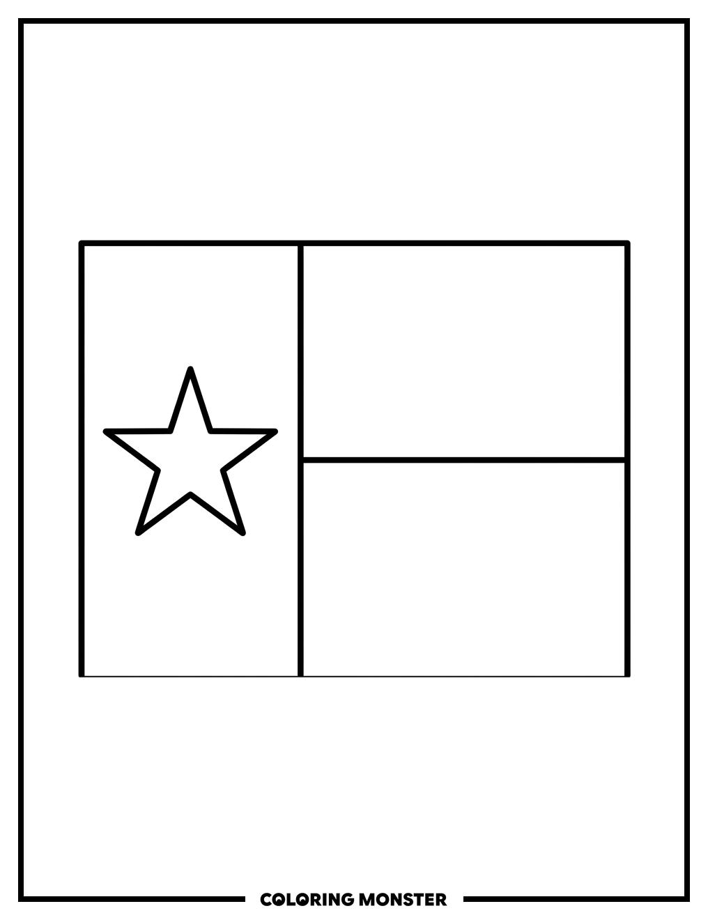 Texas Lone Star Flag Coloring Page