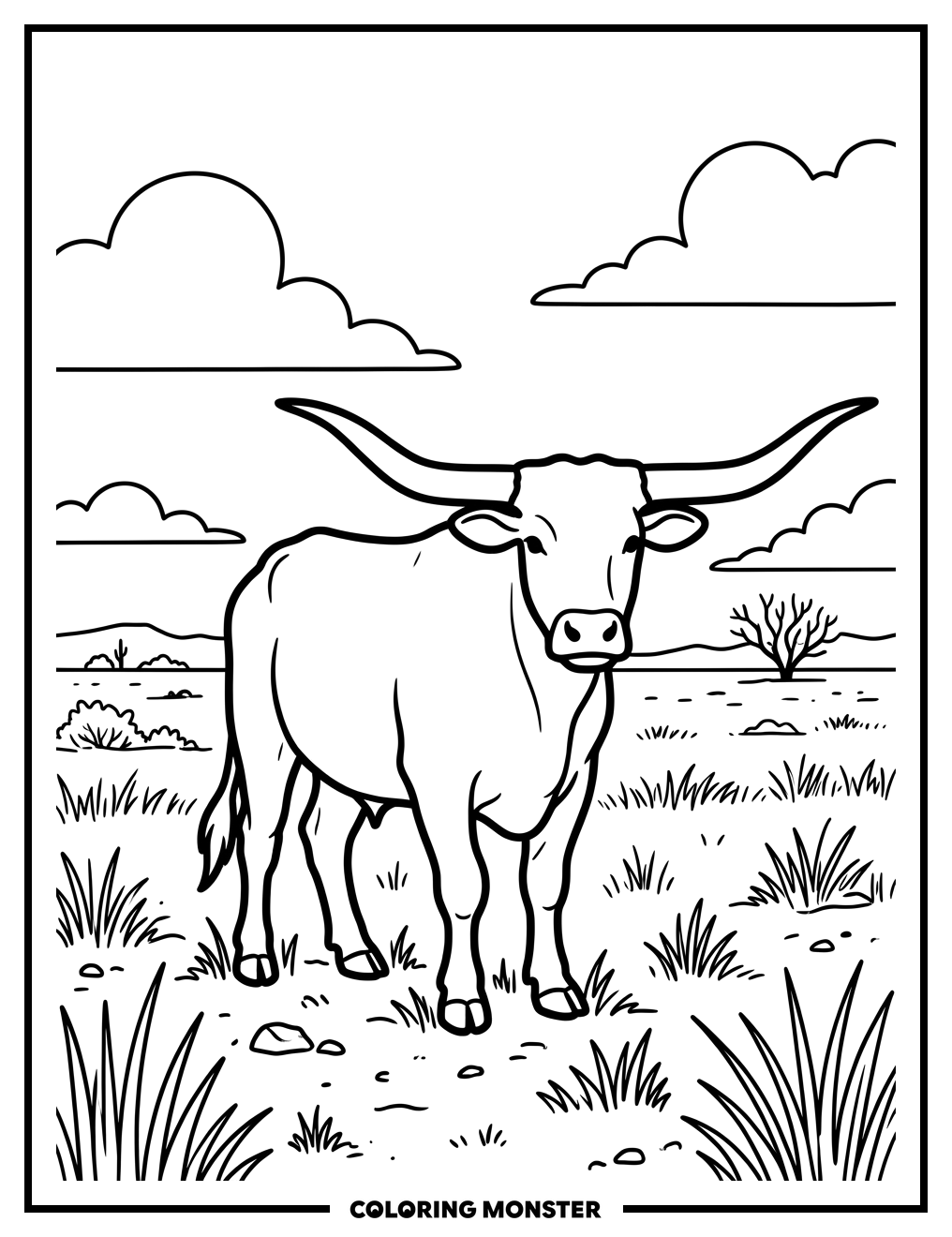 Texas Longhorn Steer Coloring Page