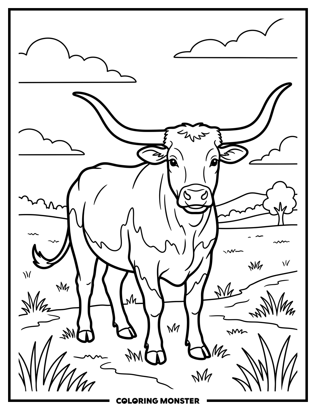 Texas Longhorn Steer Coloring Page