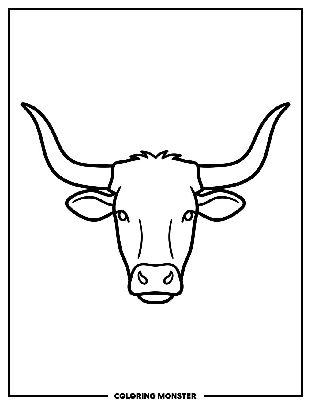 Texas Longhorn Steer Head Coloring Page