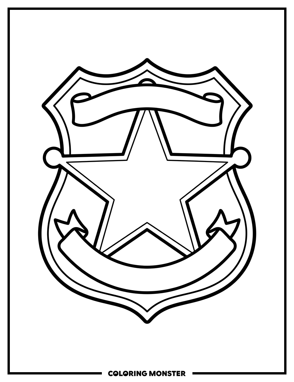 Texas Rangers Badge Outline Coloring Page