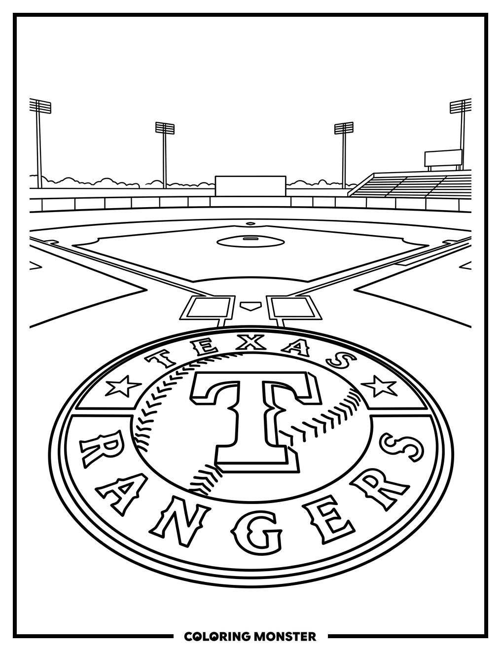 Texas Rangers Baseball Field Coloring Page