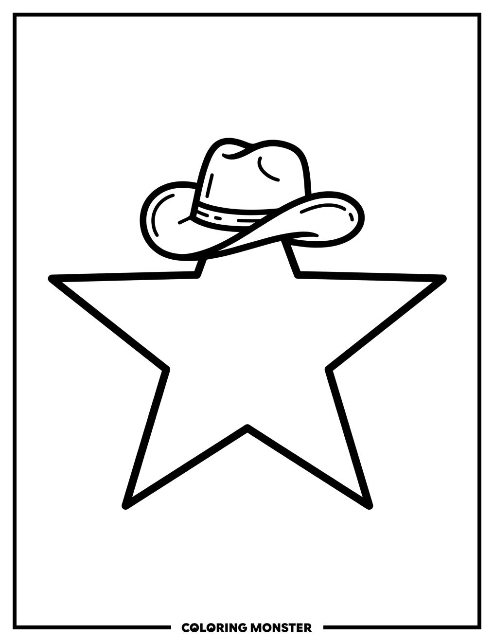 Texas Star with Cowboy Hat Coloring Page
