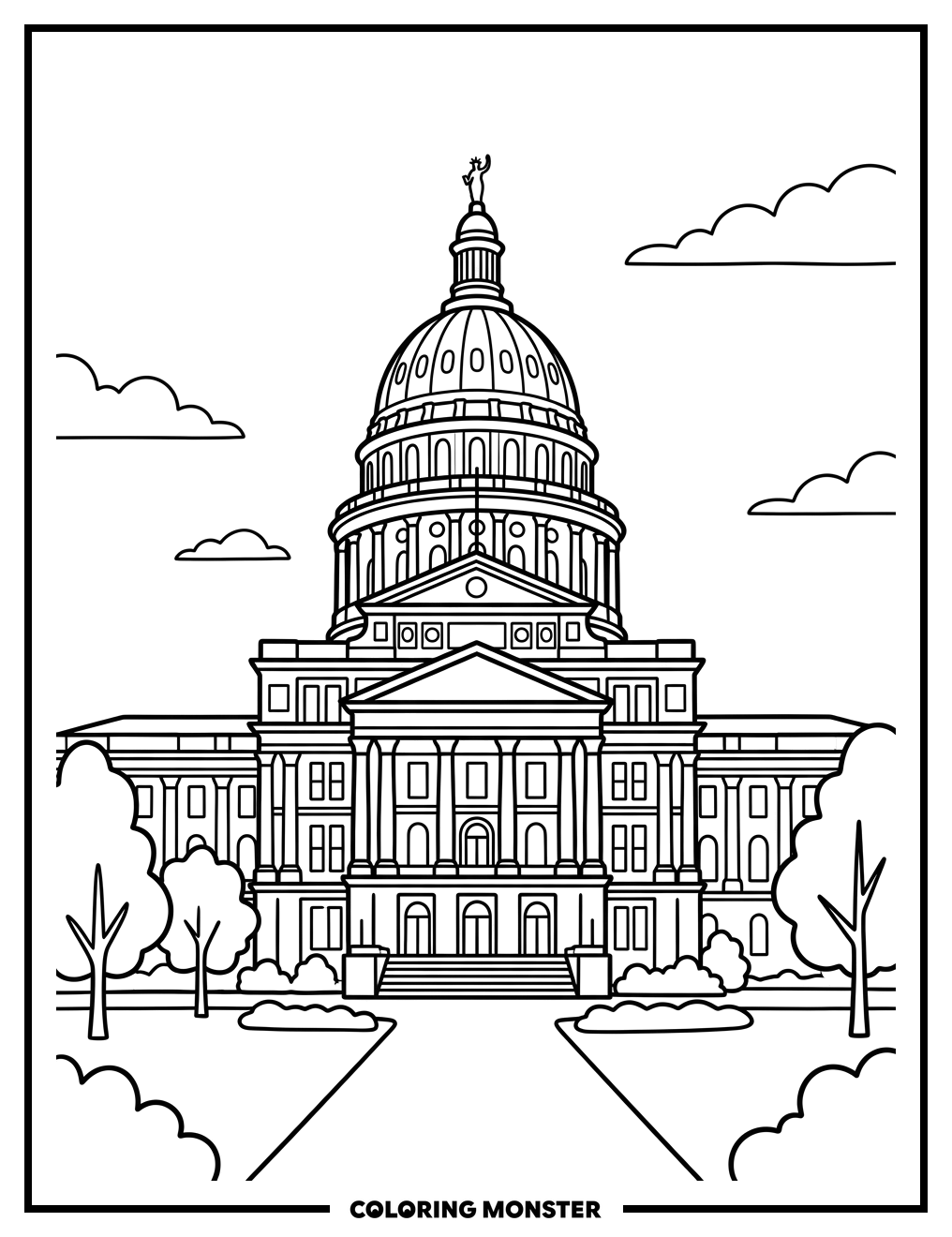 Texas State Capitol Building Coloring Page