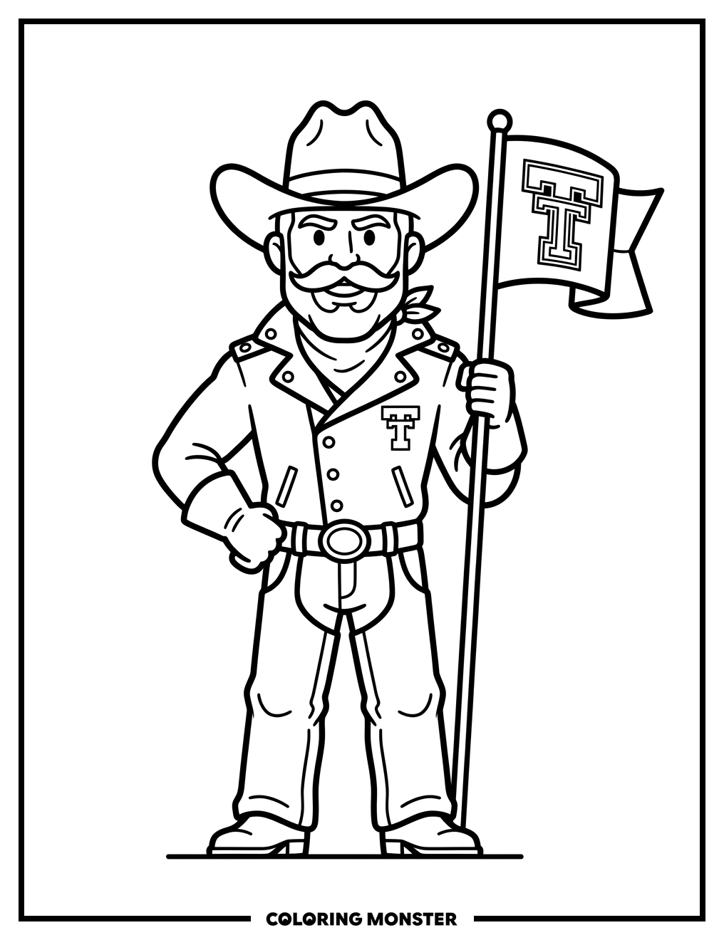 Texas Tech Red Raider Mascot Coloring Page
