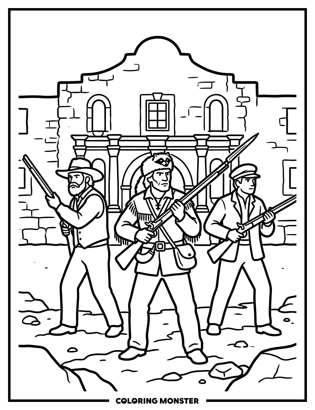 Texian Defenders at The Alamo Coloring Page