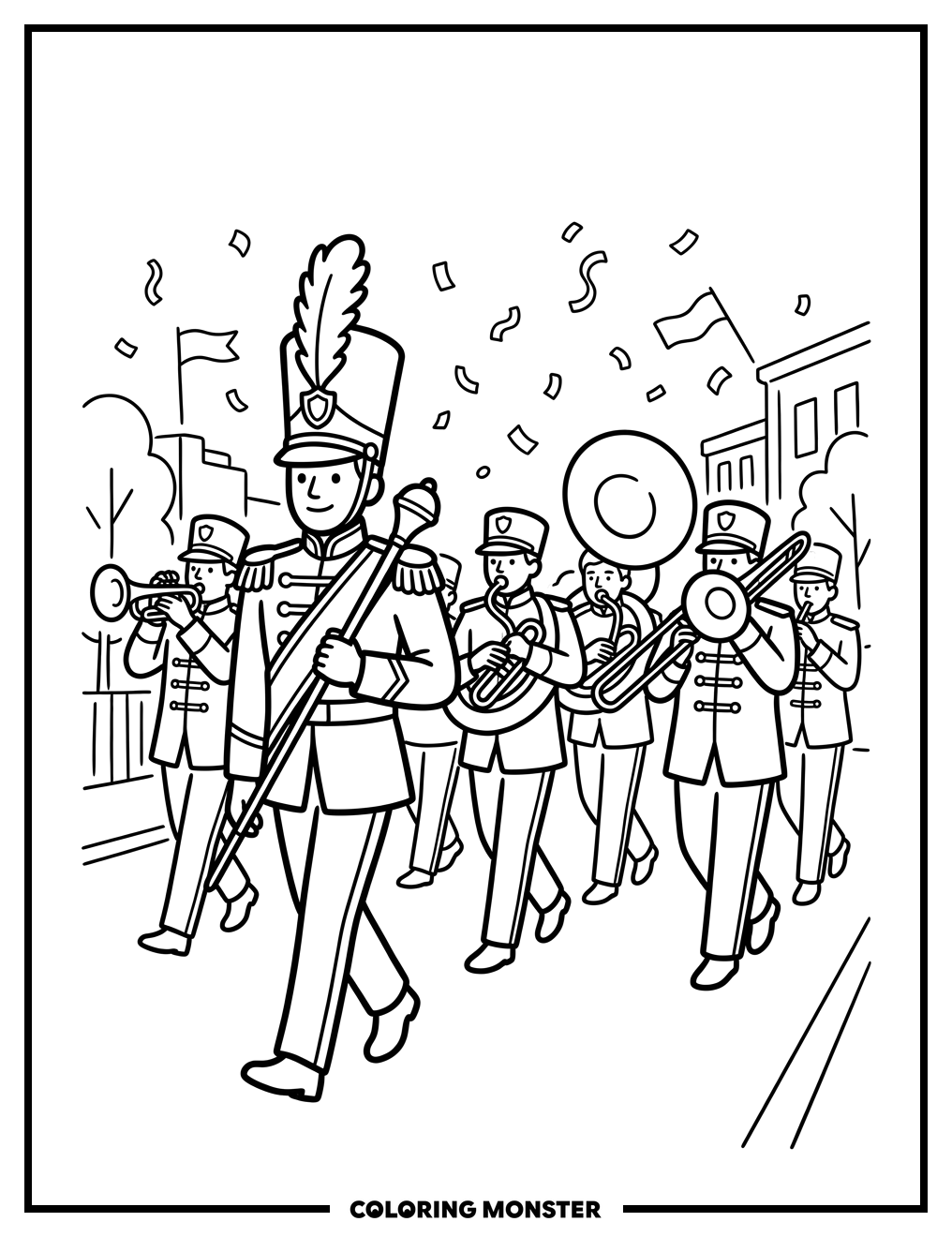 Thanksgiving Day Parade Band Coloring Page