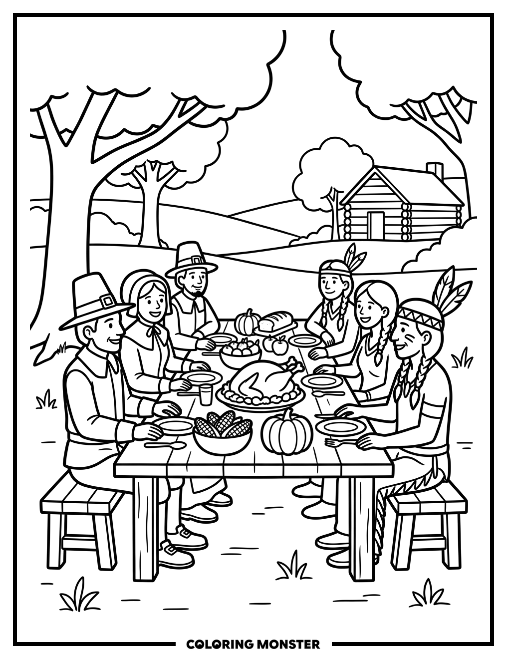 Thanksgiving Feast Harmony Coloring Page