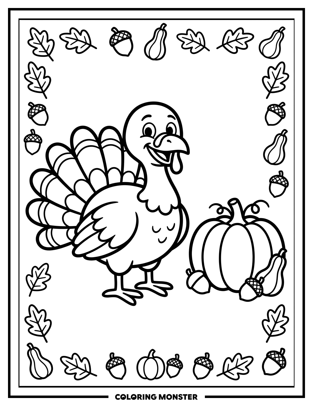 Thanksgiving Placemat With Turkey Coloring Page