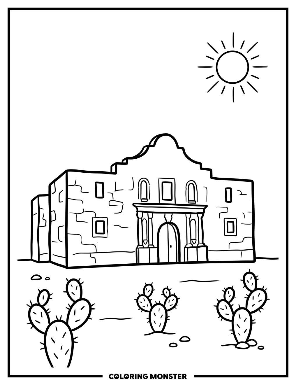 The Alamo Mission Coloring Page