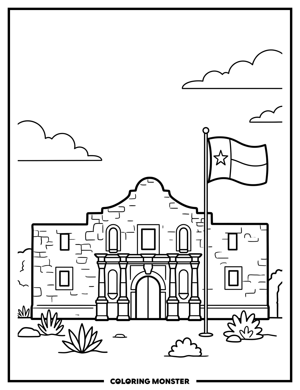 The Alamo Mission Coloring Page