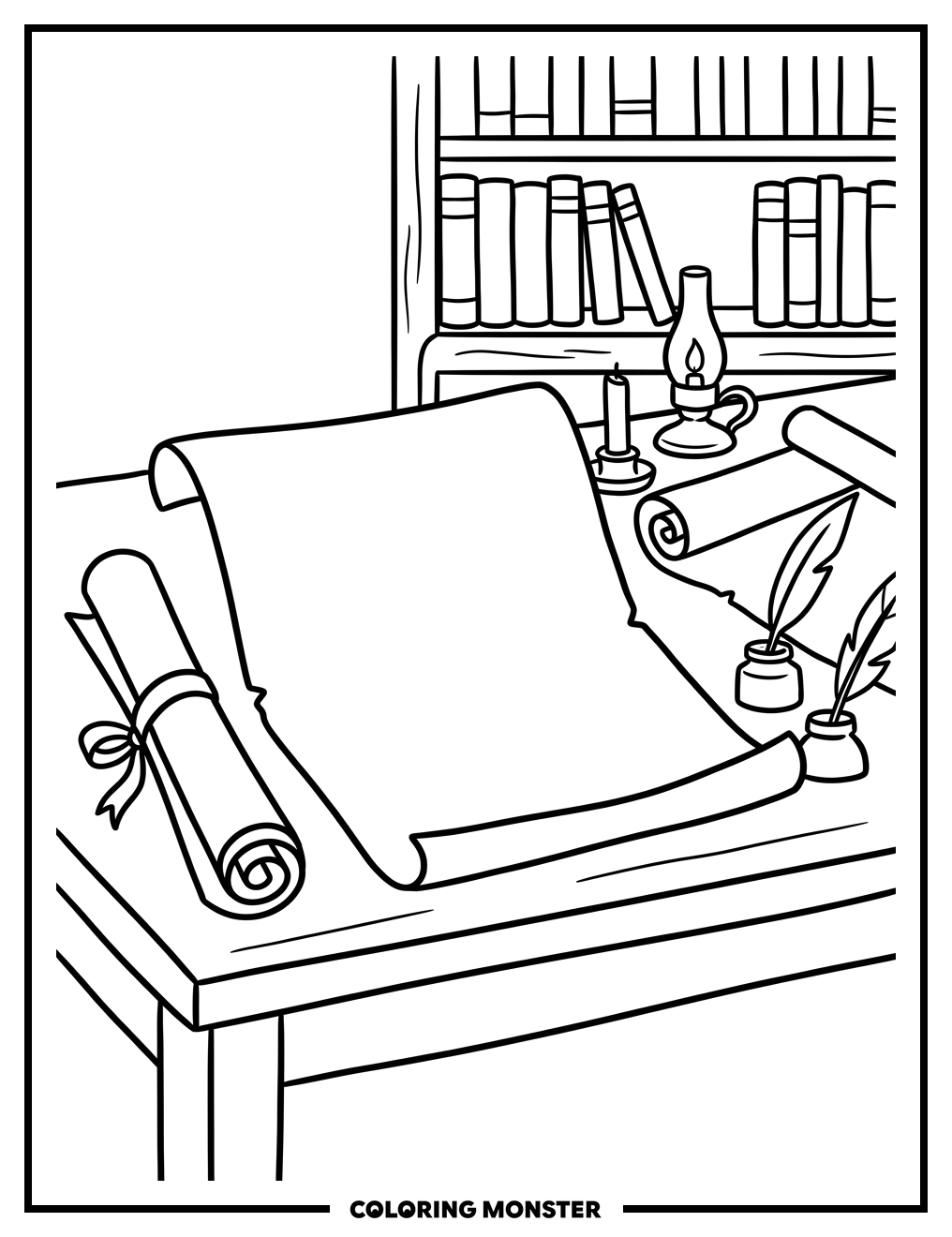 The Bill Of Rights And Quill Coloring Page