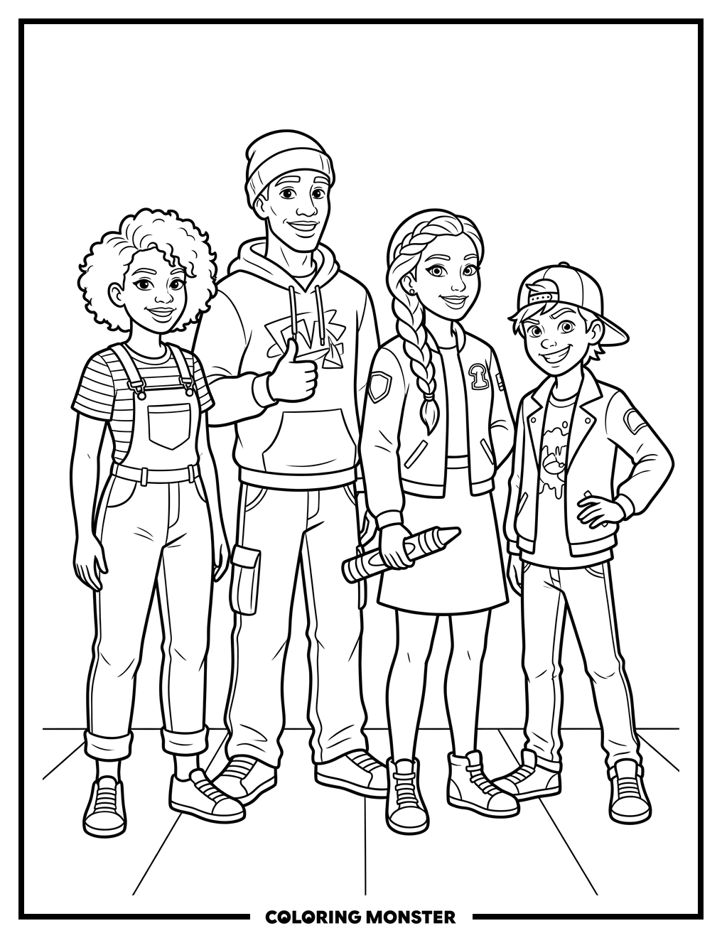 The Colorful Crew Coloring Page