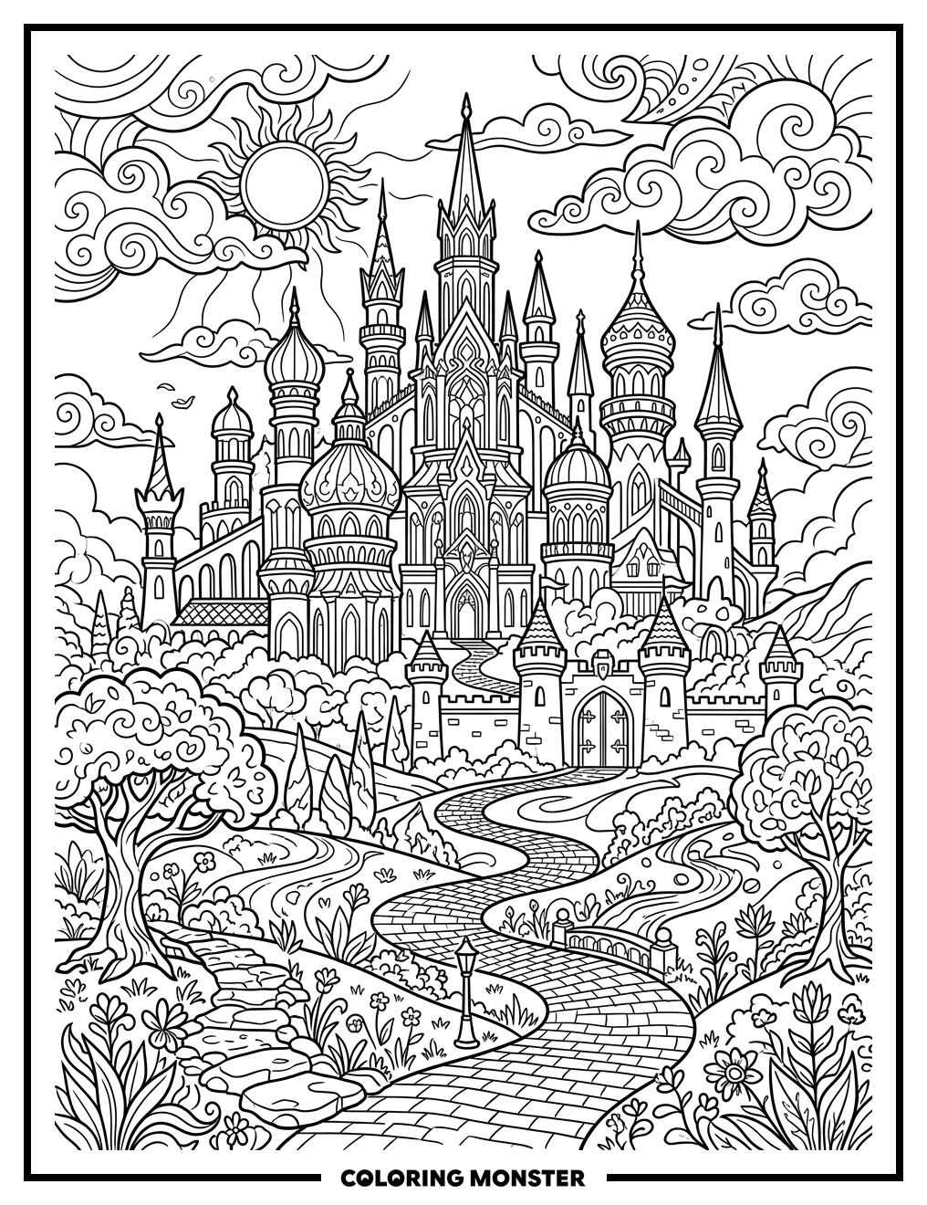 The Emerald City Skyline Coloring Page