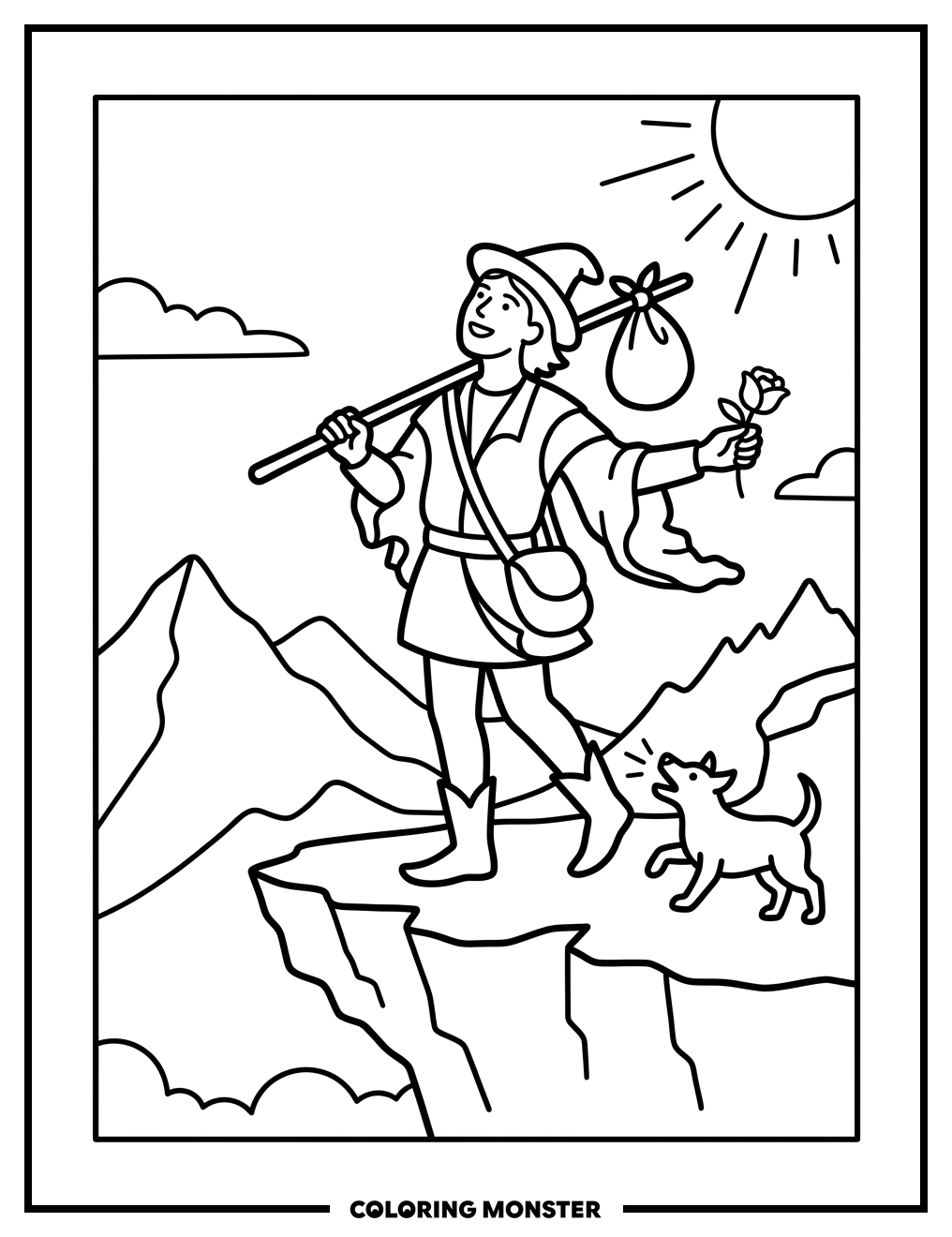 The Fool Tarot Card Coloring Page