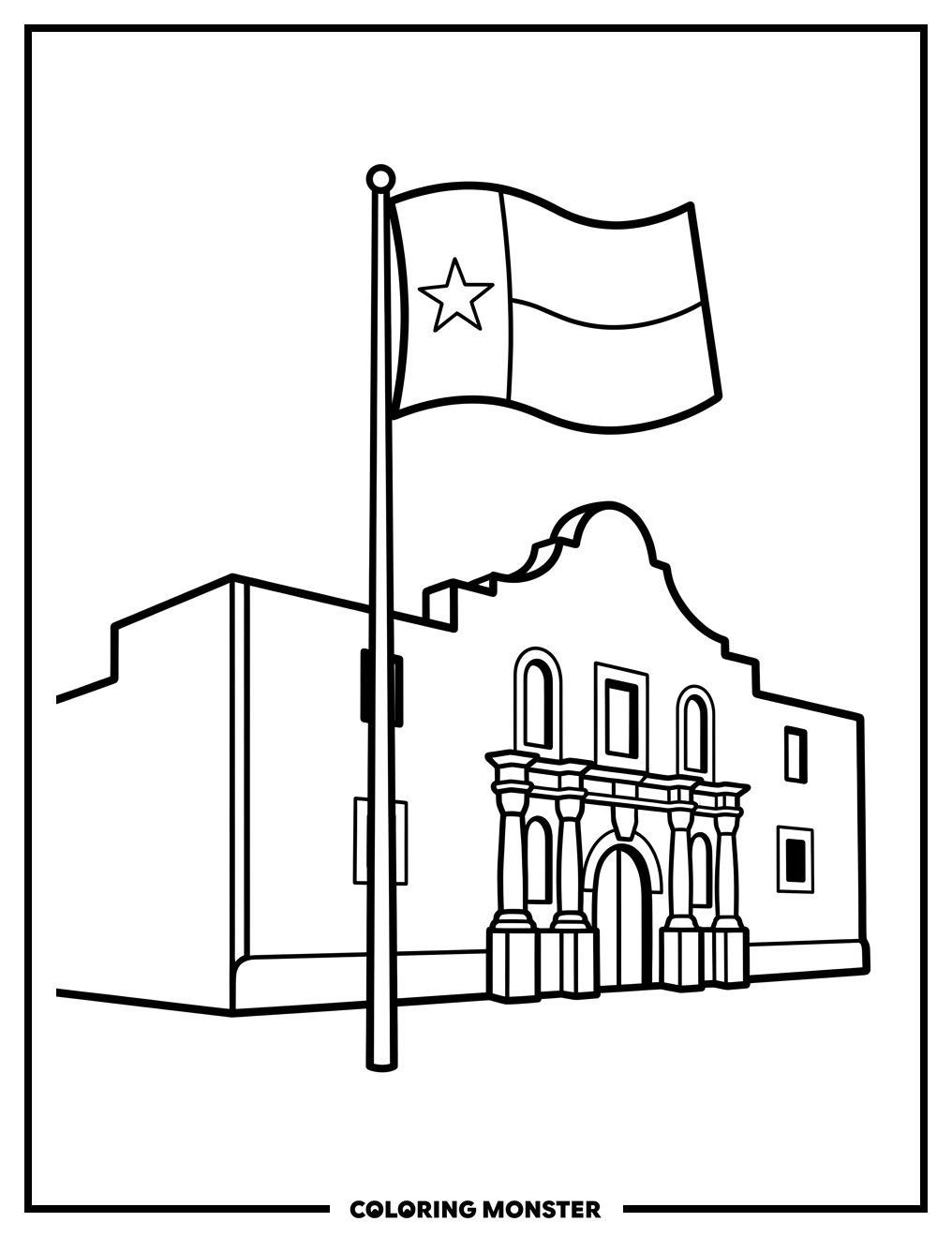 The Historic Alamo Facade Coloring Page