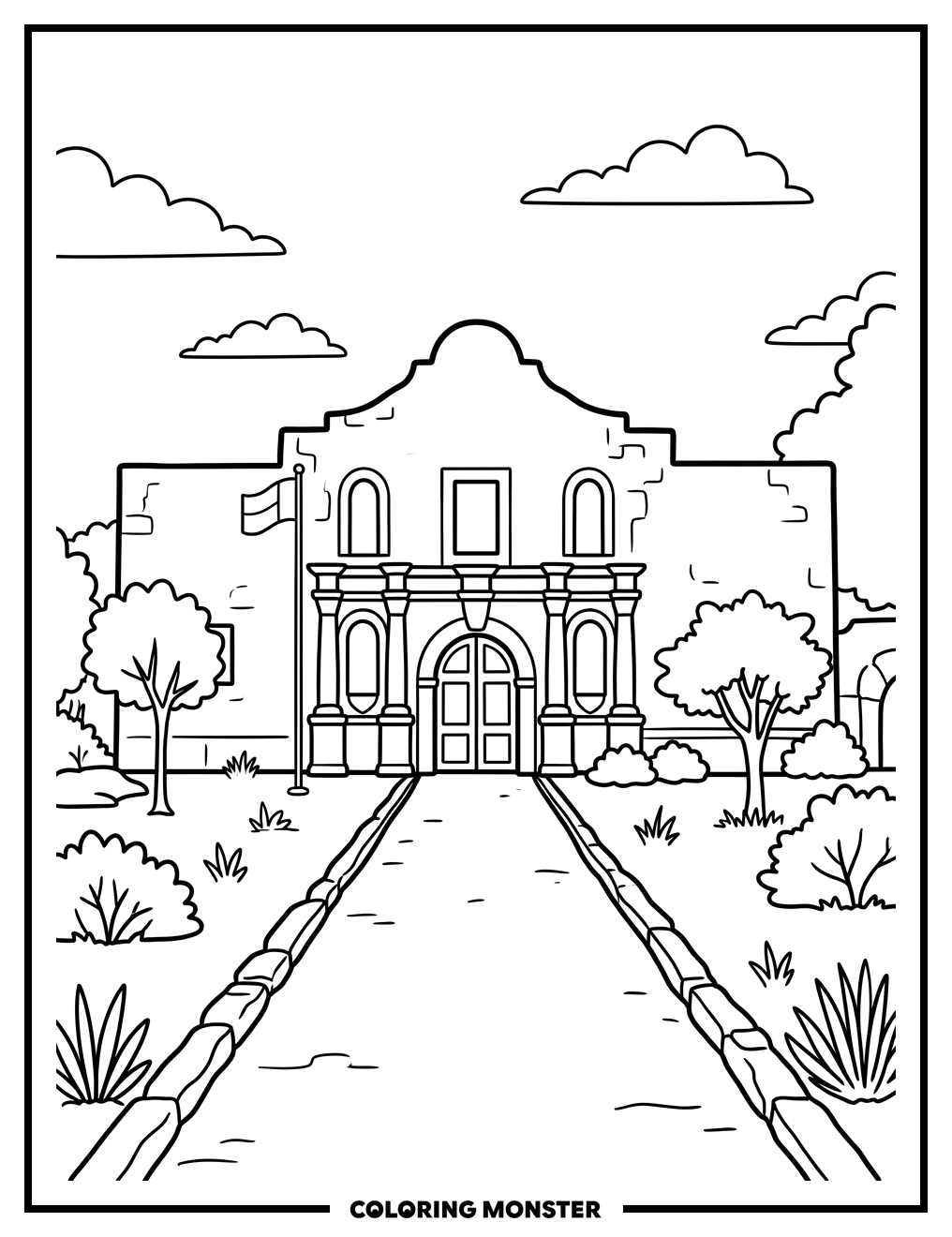 The Historic Alamo Mission Coloring Page