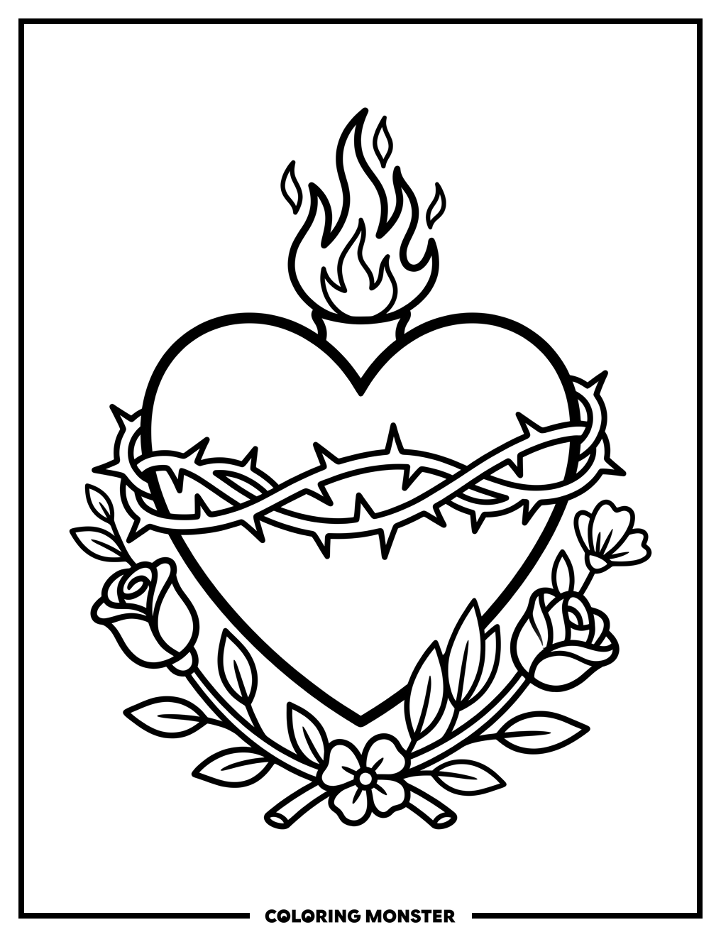 The Immaculate Heart of Mary Coloring Page