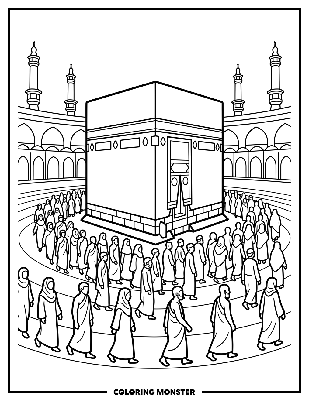 The Kaaba During Tawaf Coloring Page