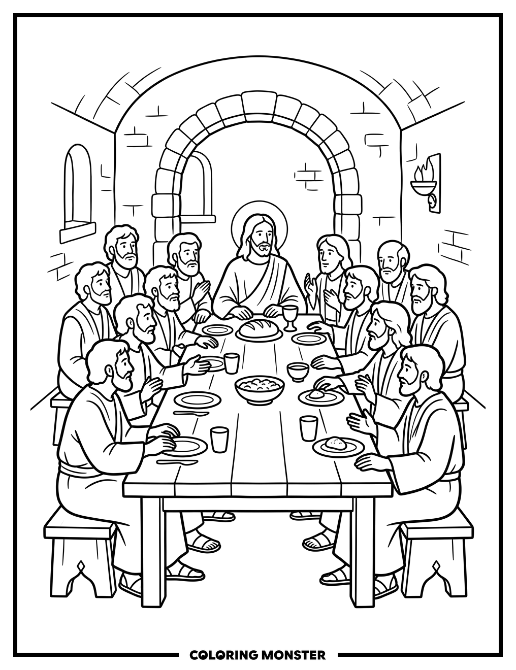 The Last Supper Meal Coloring Page