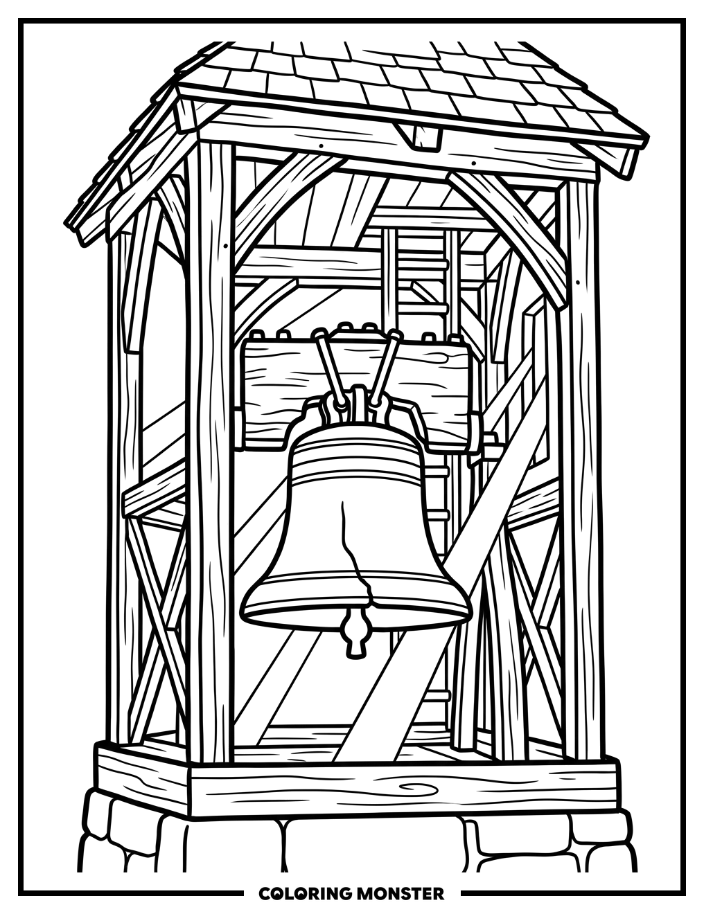 The Liberty Bell in Belfry Coloring Page