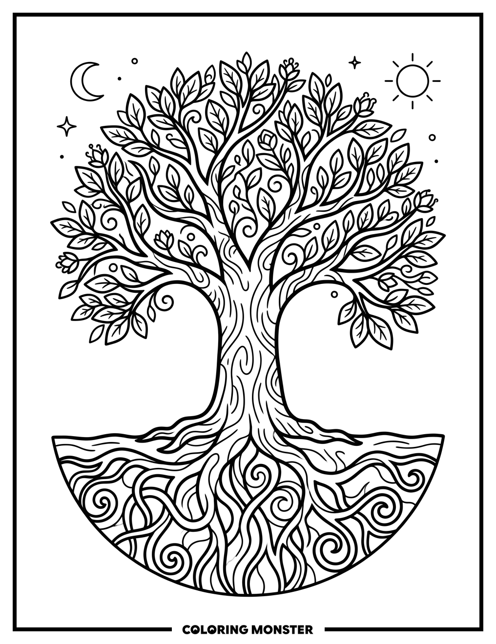 The Majestic Tree of Life Coloring Page