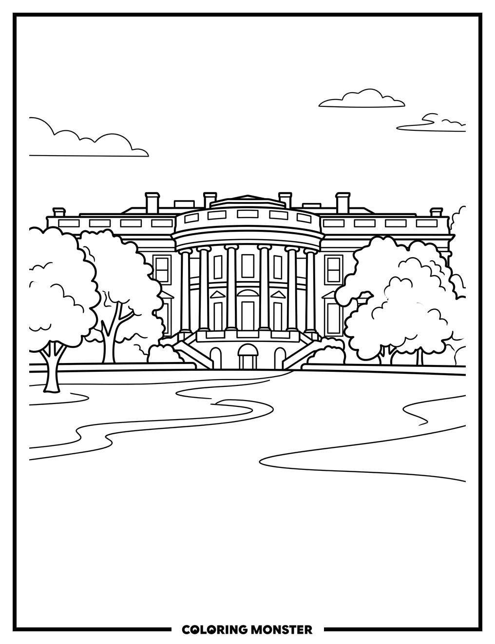 The White House Exterior Coloring Page
