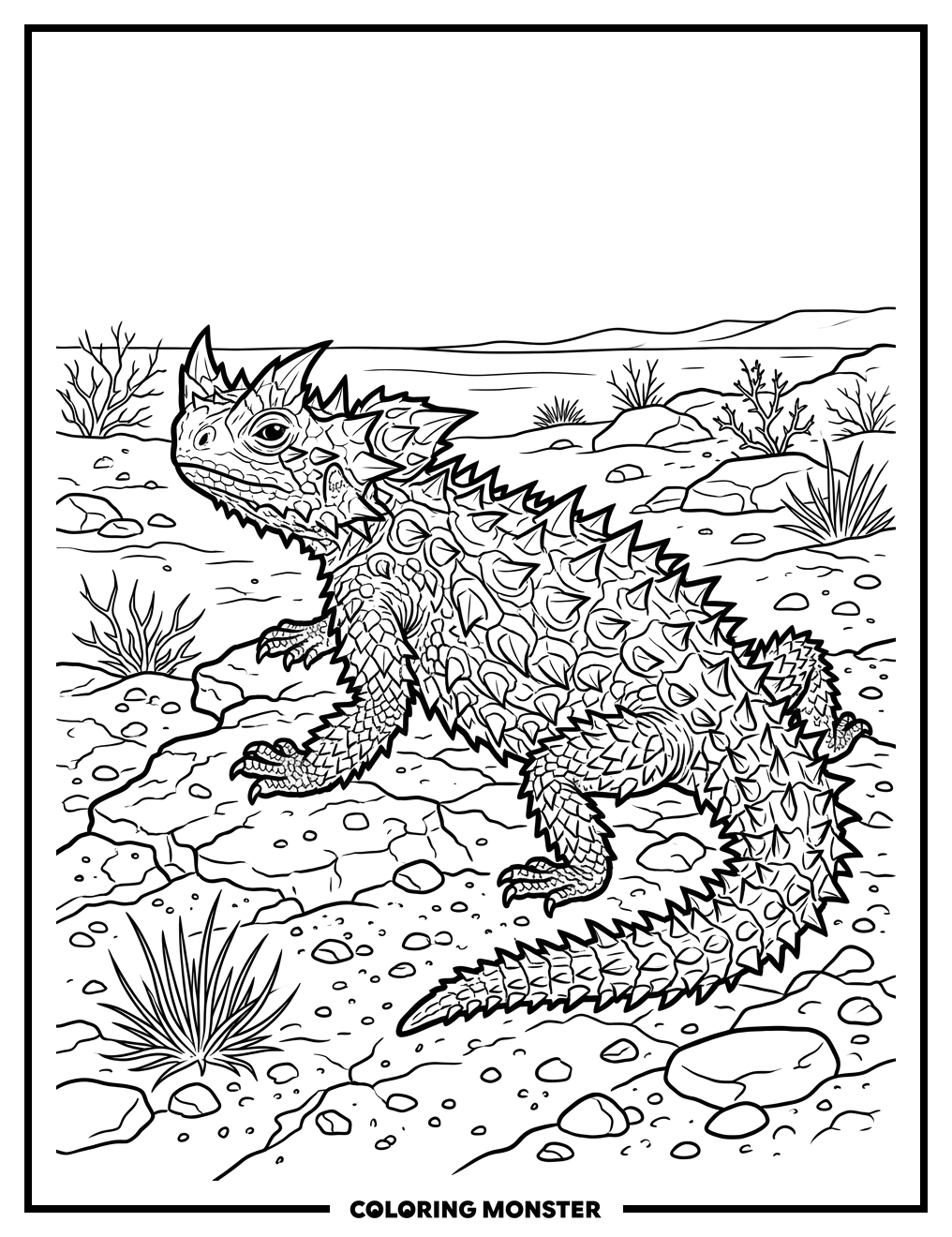 Thorny Devil Lizard on Sandy Ground Coloring Page