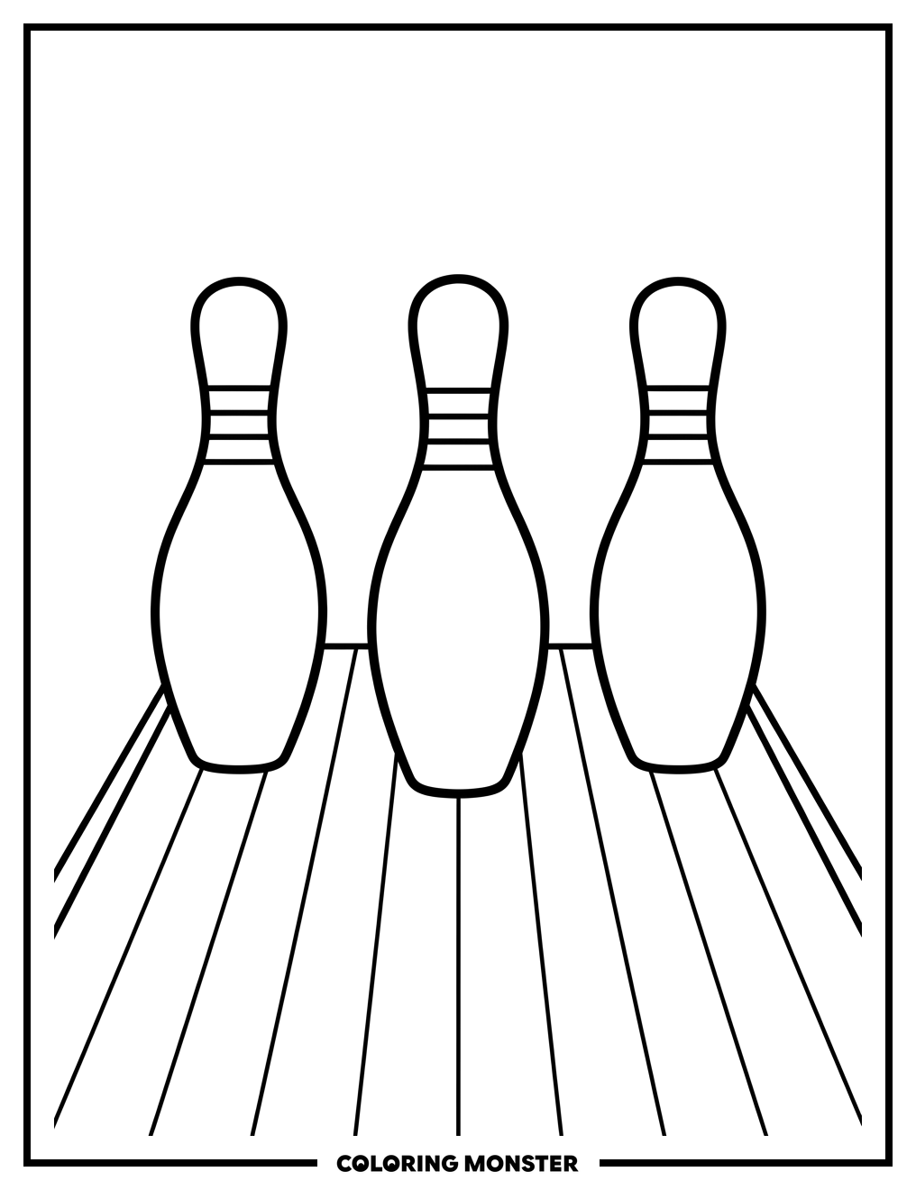 Three Bowling Pins Coloring Page