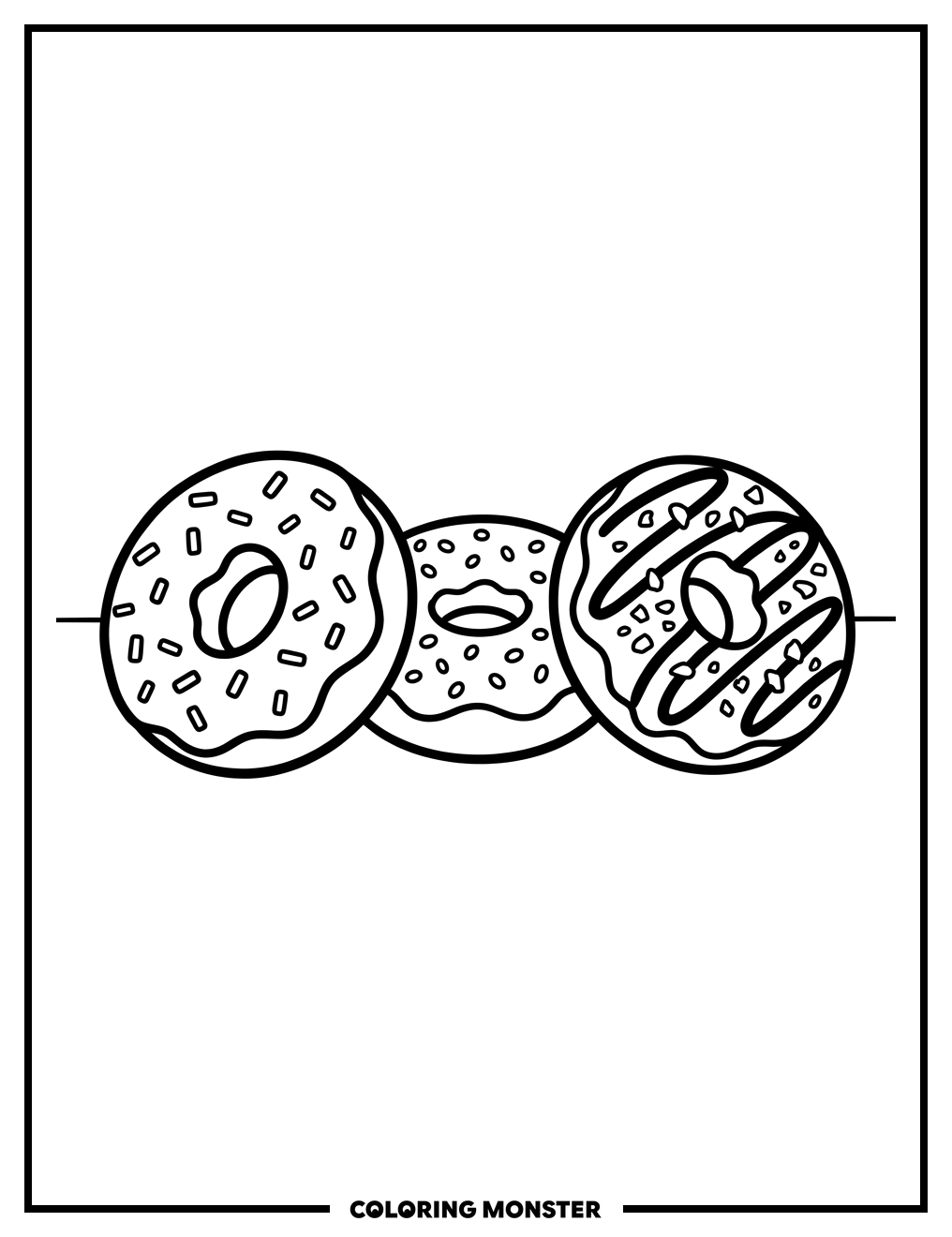 Three Delicious Donuts Coloring Page