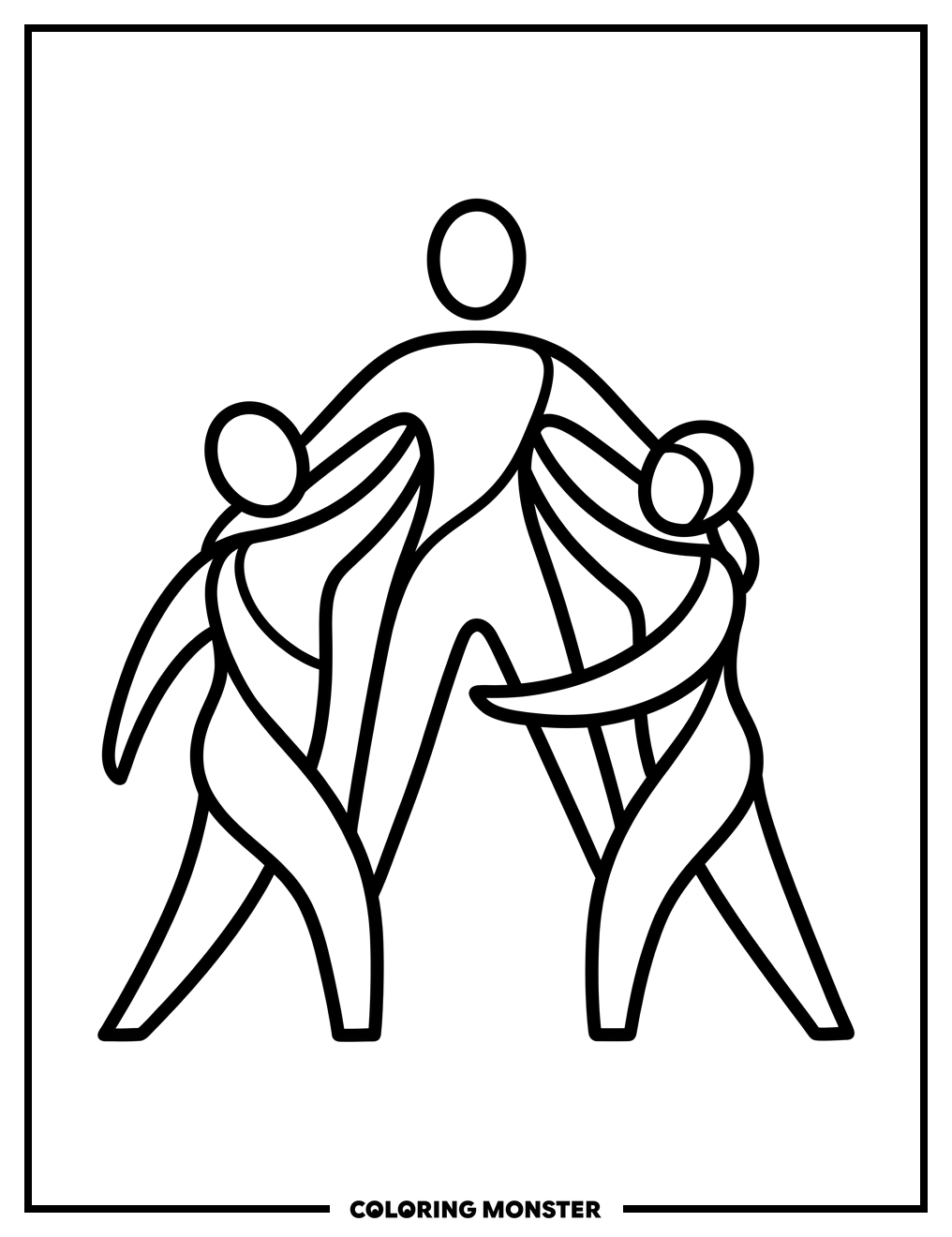 Three Figures in Unity Coloring Page
