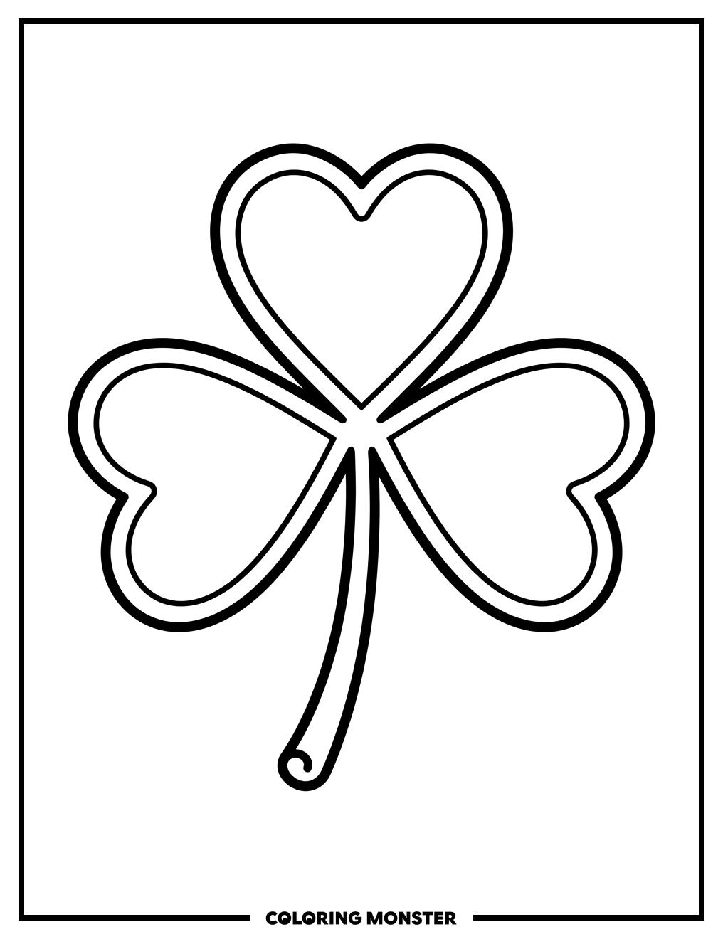 Three-Leaf Shamrock Coloring Page