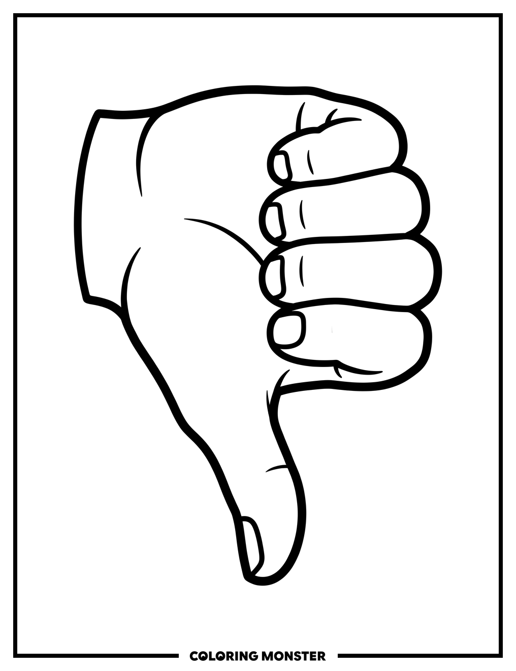 Thumbs Down Hand Gesture Coloring Page