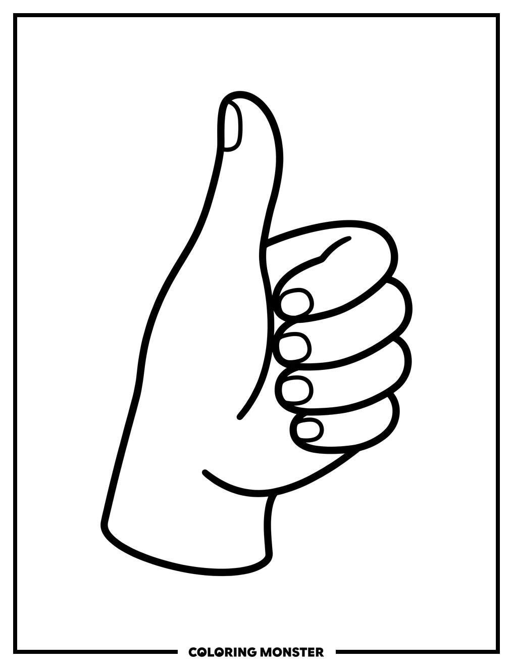 Thumbs Up Hand Coloring Page