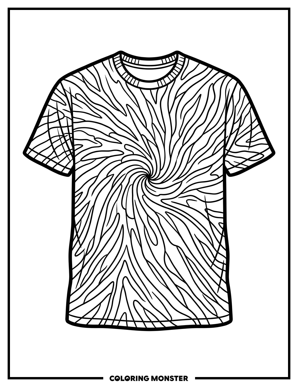 Tie Dye T-Shirt Art Coloring Page