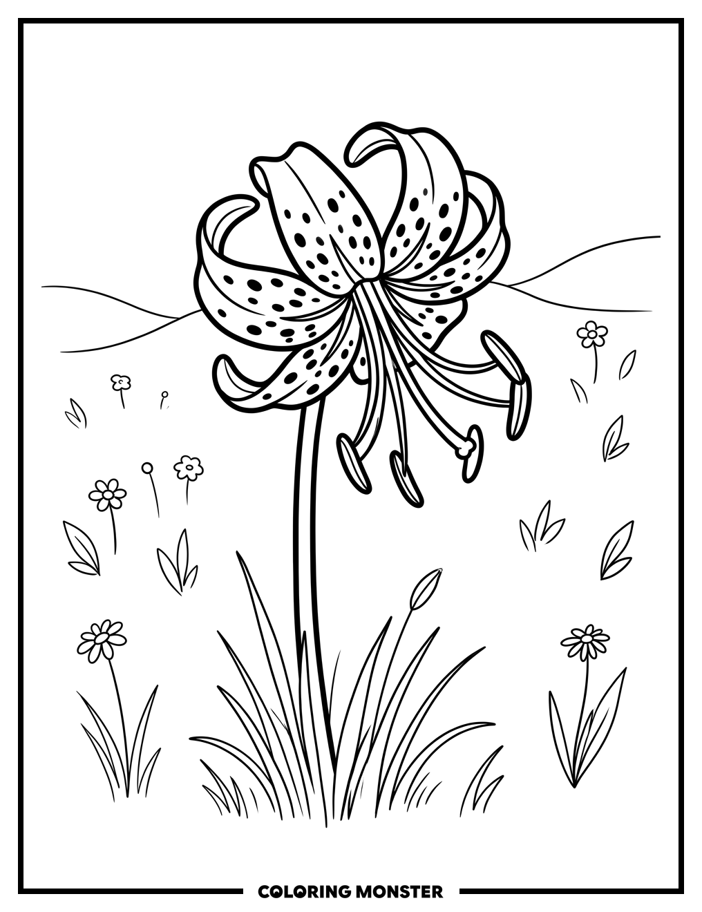 Tiger Lily in Sunny Meadow Coloring Page