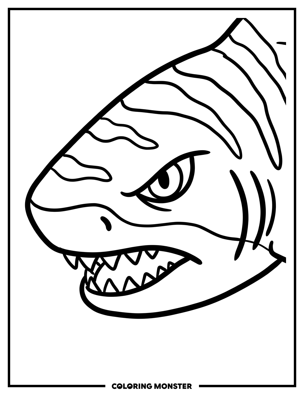 Tiger Shark Head Coloring Page